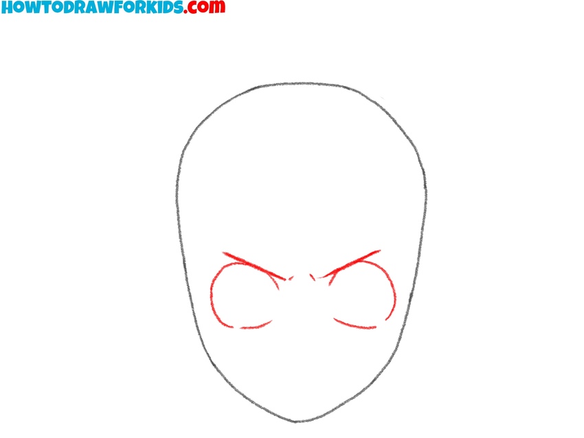 Outline the eyes and eyebrows