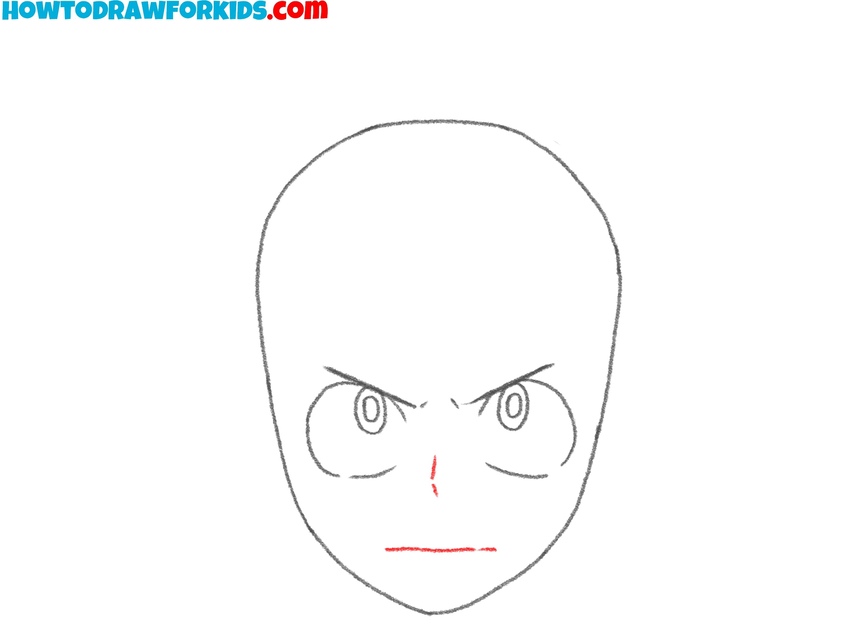 Draw the nose and mouth