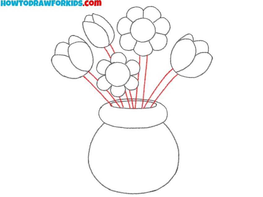 Sketch flower stems