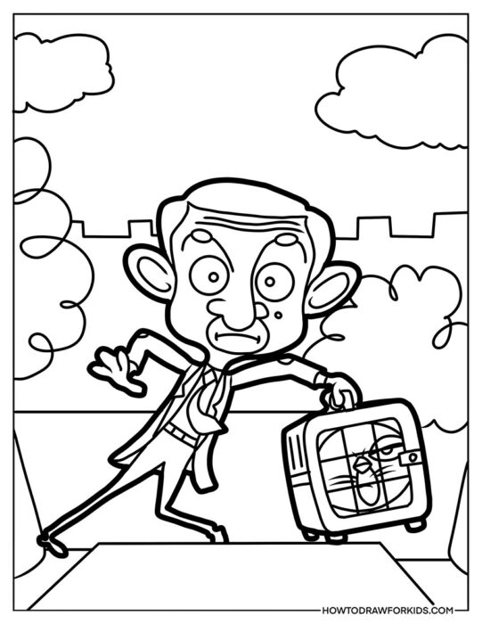 Funny Mr. Bean Coloring Page for Kids