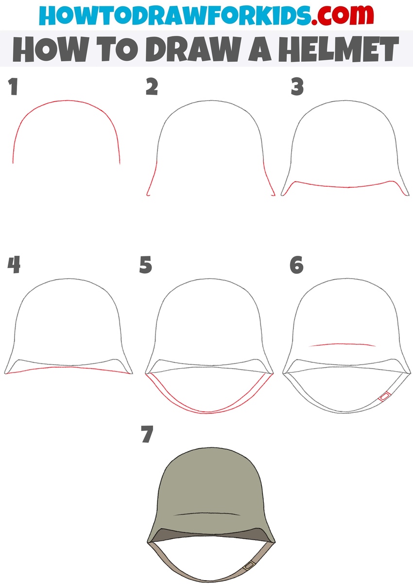 How to draw a helmet step by step