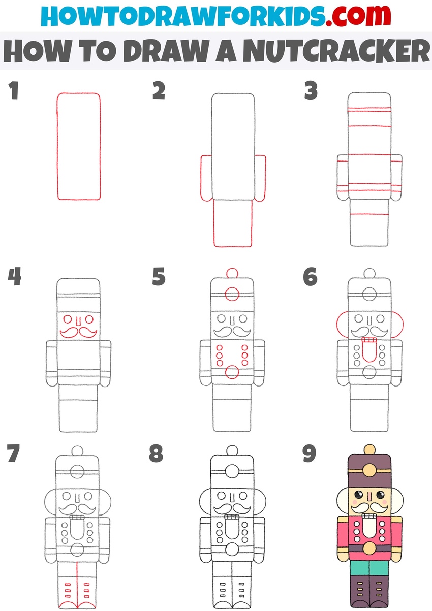 How to draw a nutcracker step by step