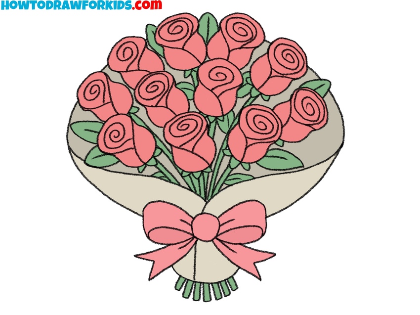 how to draw a rose bouquet featured image