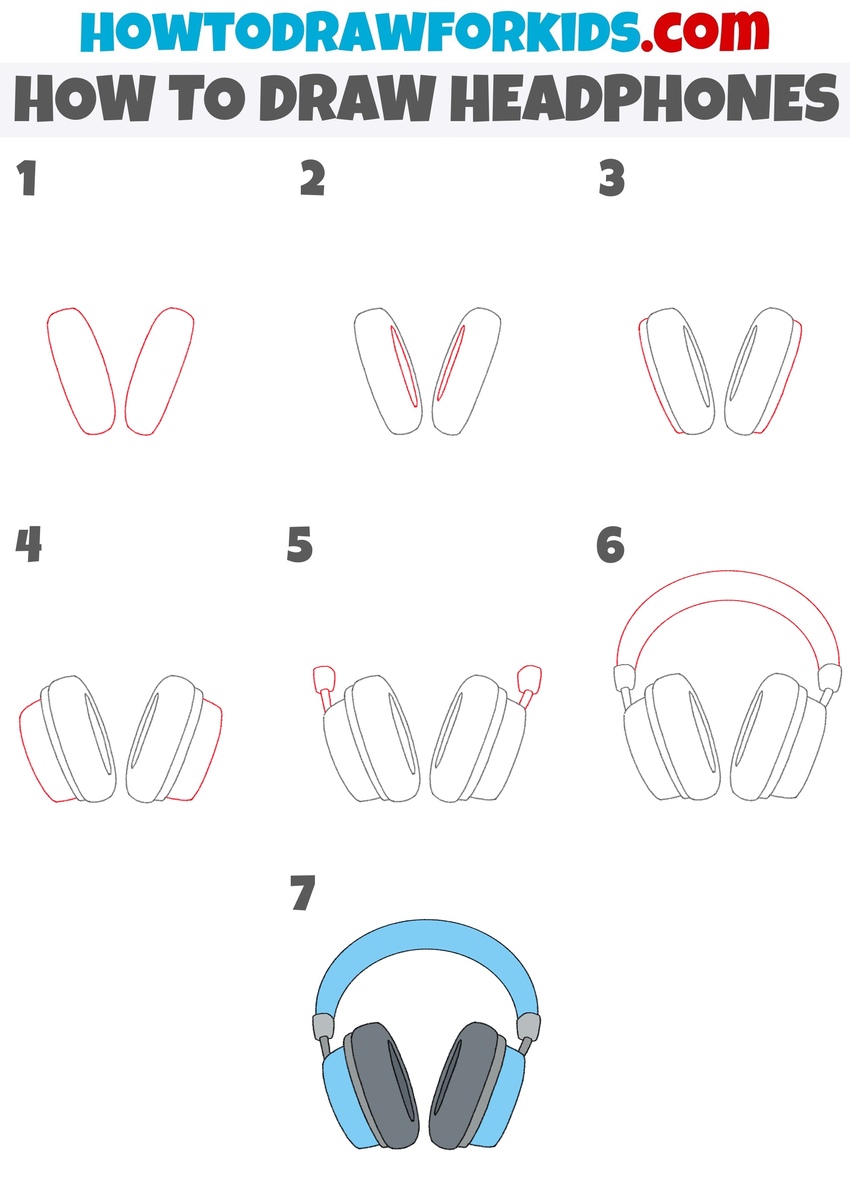 how to draw headphones step by step