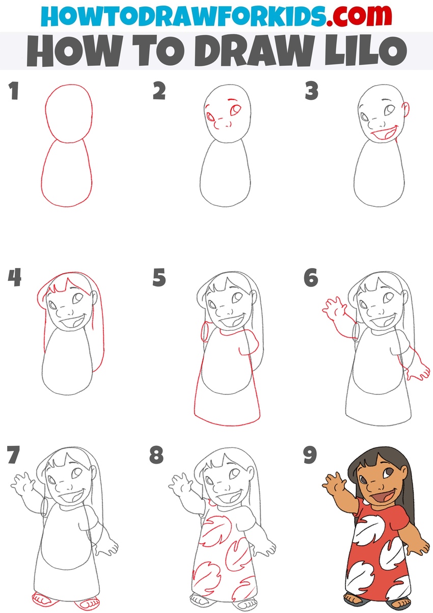 how to draw lilo step by step