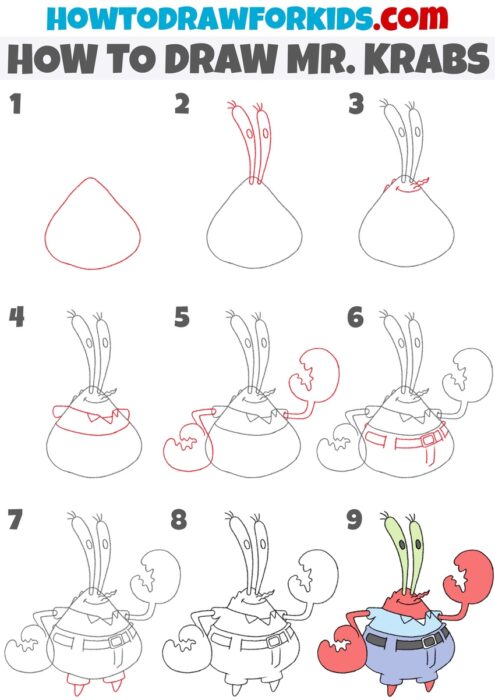 How to Draw Mr. Krabs - Easy Drawing Tutorial For Kids