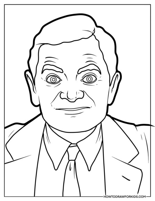 Mr. Bean Face from the Movie Coloring Page