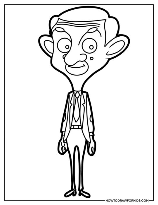 Mr. Bean from Cartoon Coloring Page