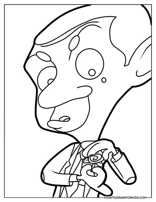 Mr. Bean with a Flower Coloring Sheet