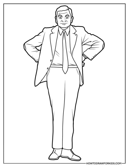 Realistic Mr. Bean Coloring Page