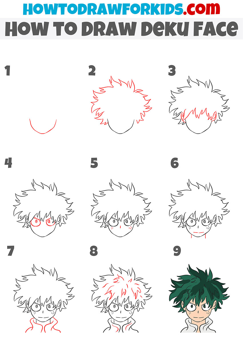 simple deku face drawing tutorial