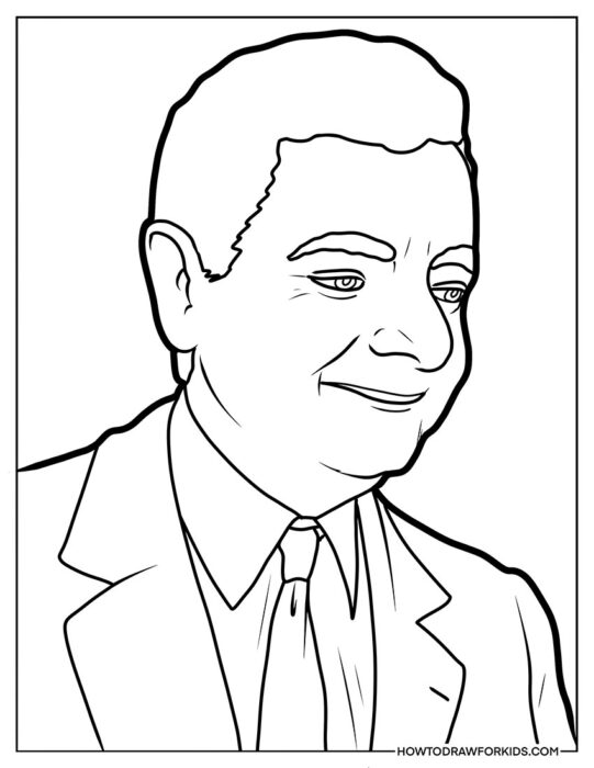 Smiling Mr. Bean Coloring Sheet