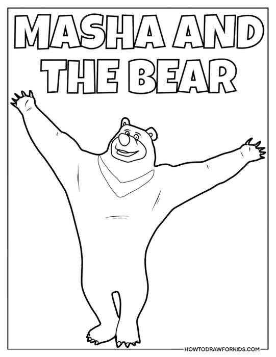 Bear and Text Coloring Page for Kids