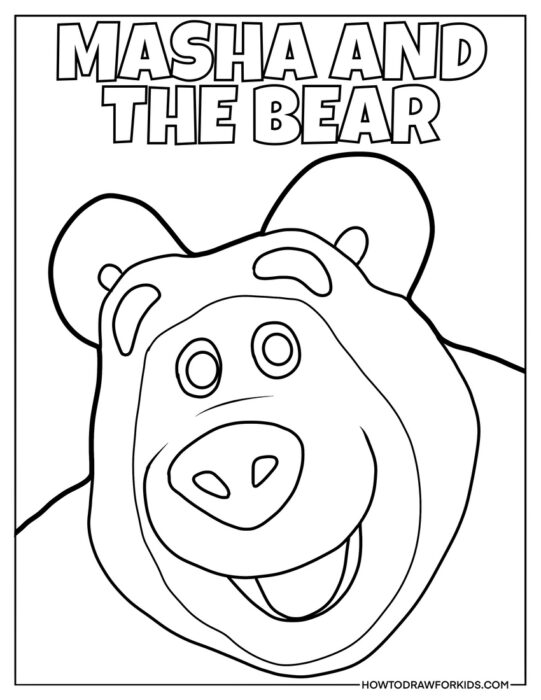 Bear Face and Text Coloring Sheet