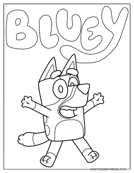 Bluey Heeler With Text Coloring Page
