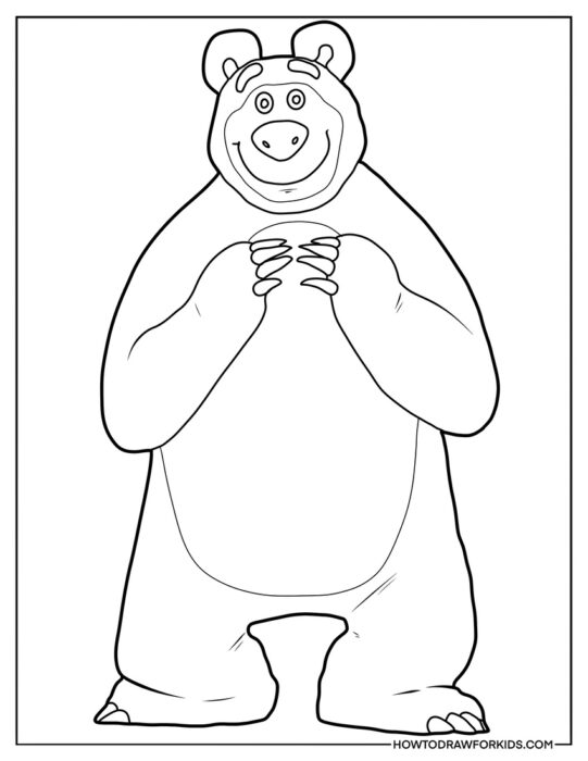 Cartoon Bear Coloring Page for Kids