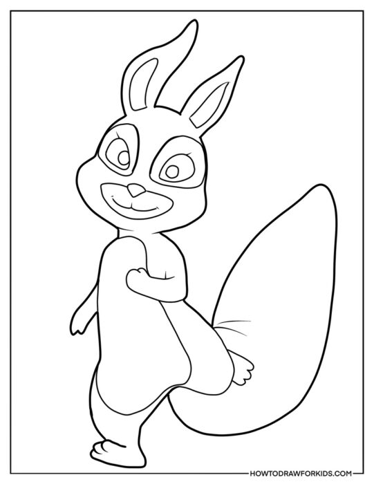 Cartoon Squirrel Coloring Page for Kids