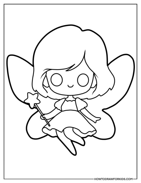 Flying Fairy with Wings Coloring Sheet