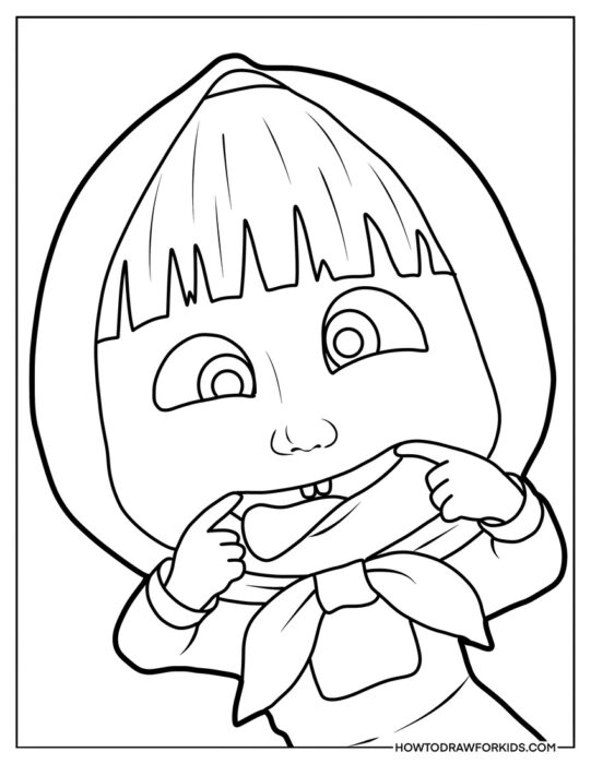 Funny Masha Face Coloring Page