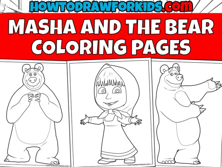 Masha and the bear coloring pages featured image