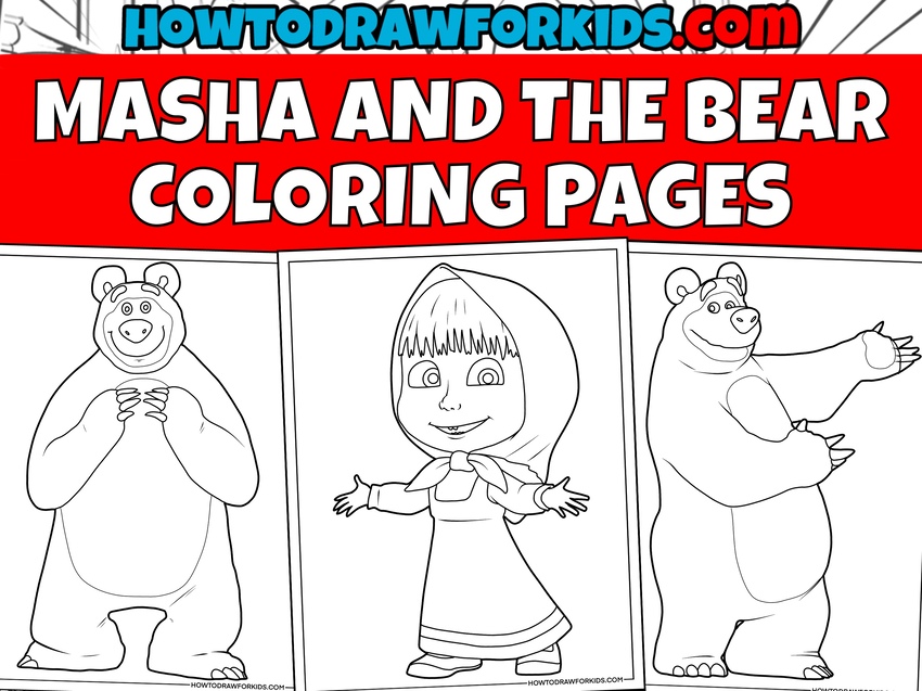 Masha and the bear coloring pages featured image