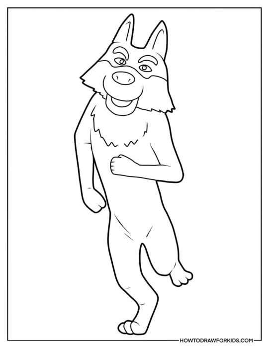 Silly Wolf Coloring Sheet for Kids