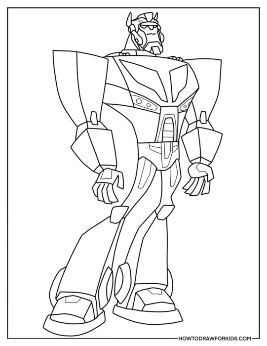 Cartoon Transformer Coloring Page for Kids