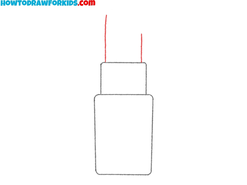 Draw the sides of the lipstick stick