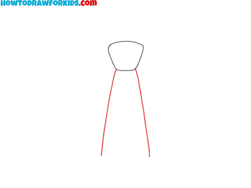 Draw the side lines of the tie