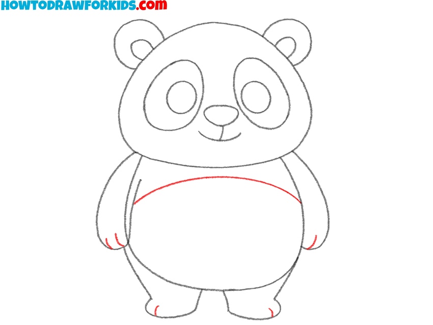 Sketch the fingers, toes, and midsection line