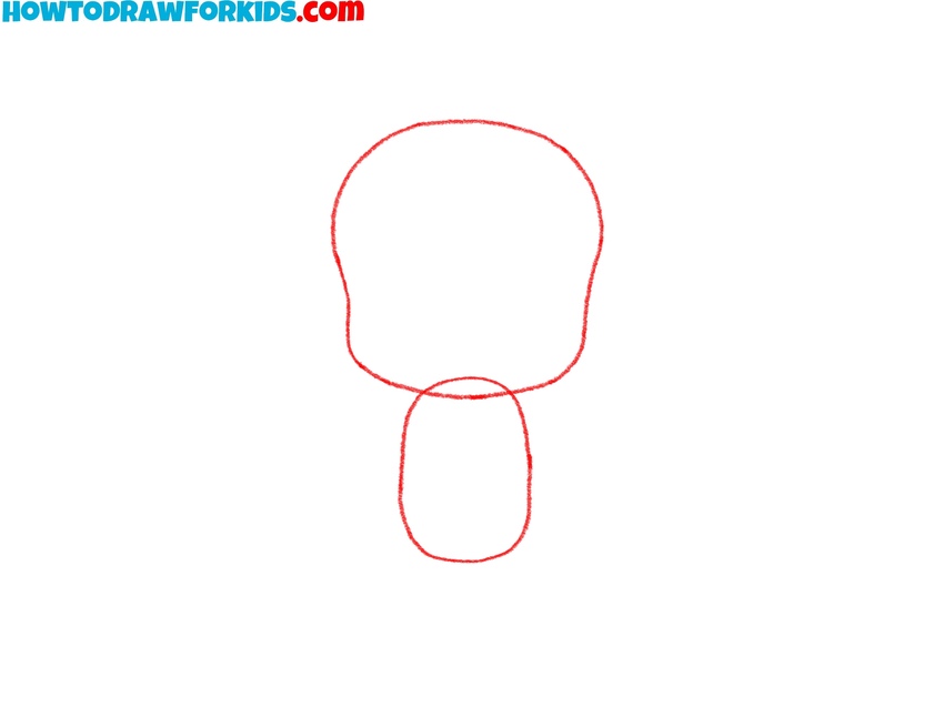 Sketch the head and torso shapes