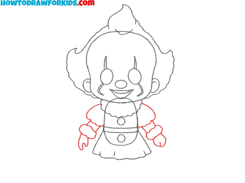 Sketch the puffed sleeves and hands