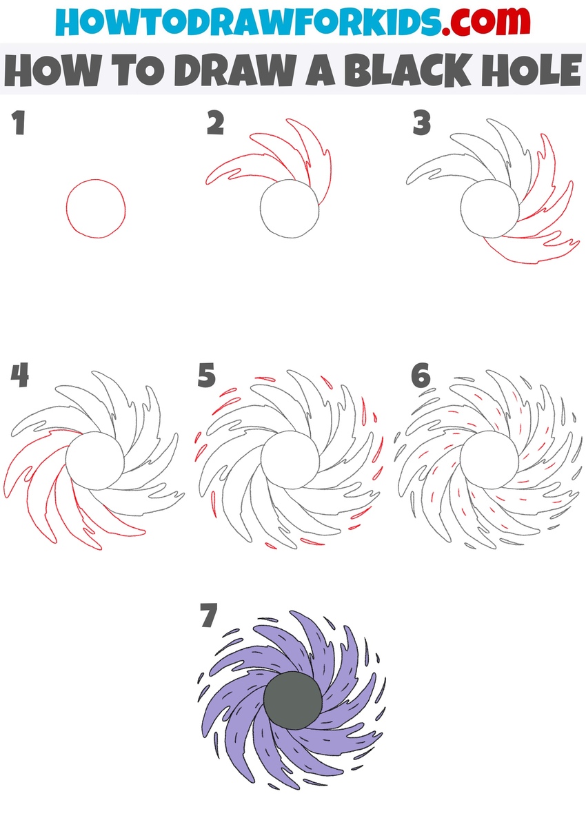 How to draw a black hole step by step