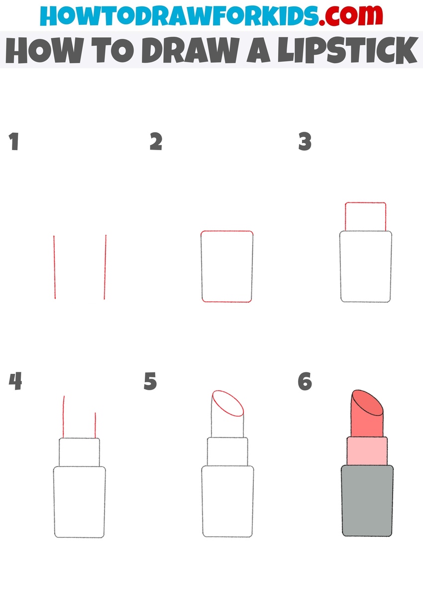 How to draw a lipstick step by step
