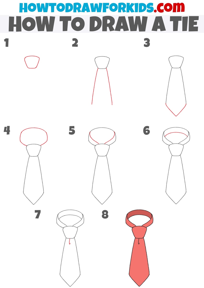 How to draw a tie step by step