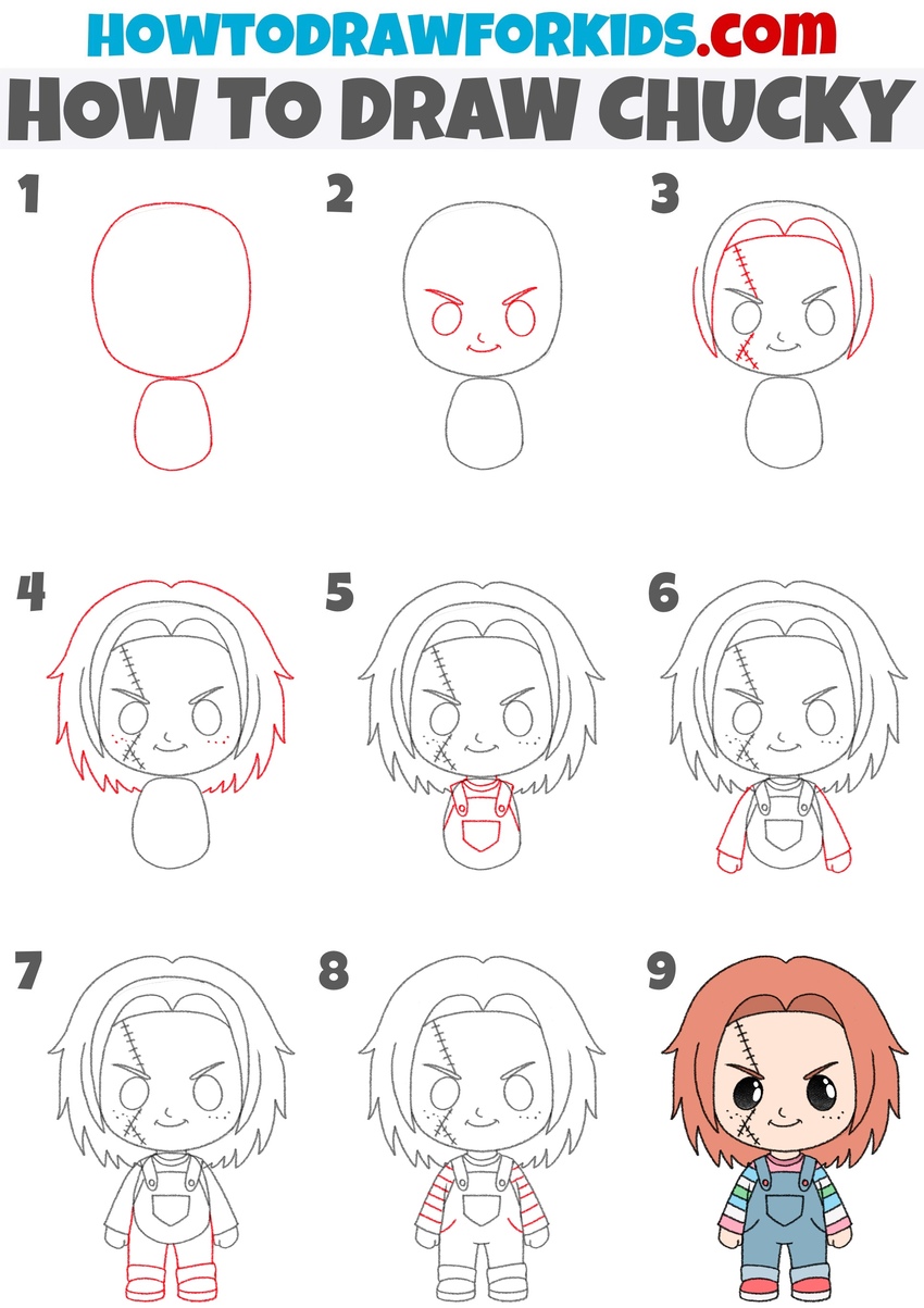 How to draw Chucky step by step