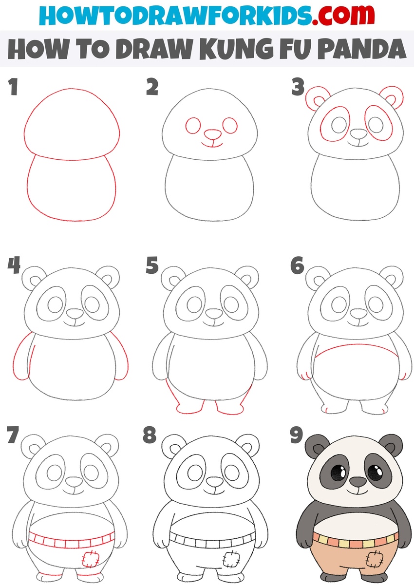 How to draw kung fu panda step by step
