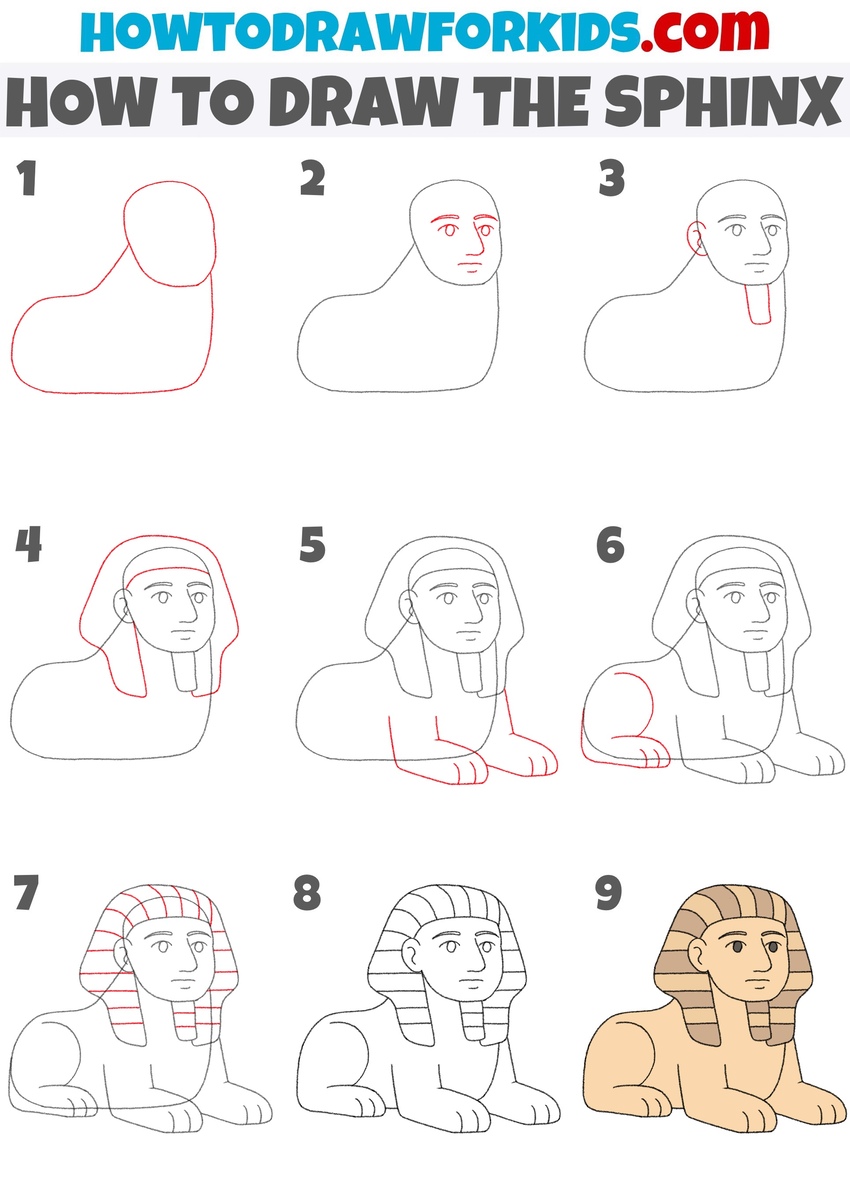 How to draw the Sphinx step by step