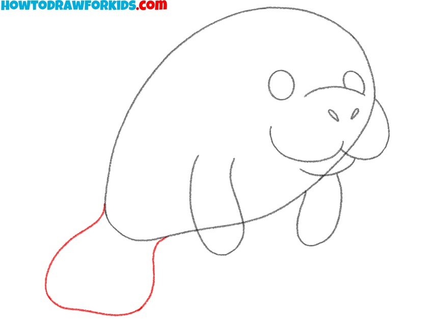 Sketch the tail of the animal