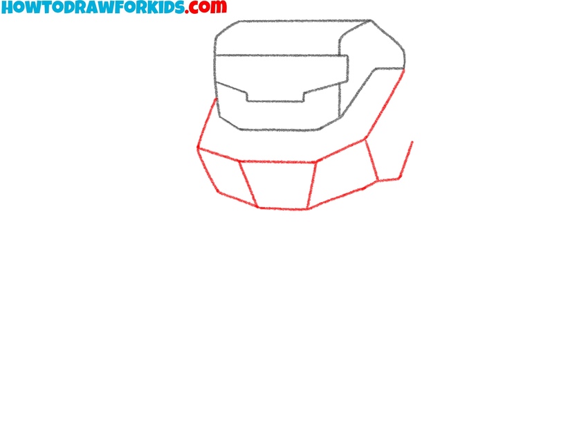 Draw the mech’s upper body