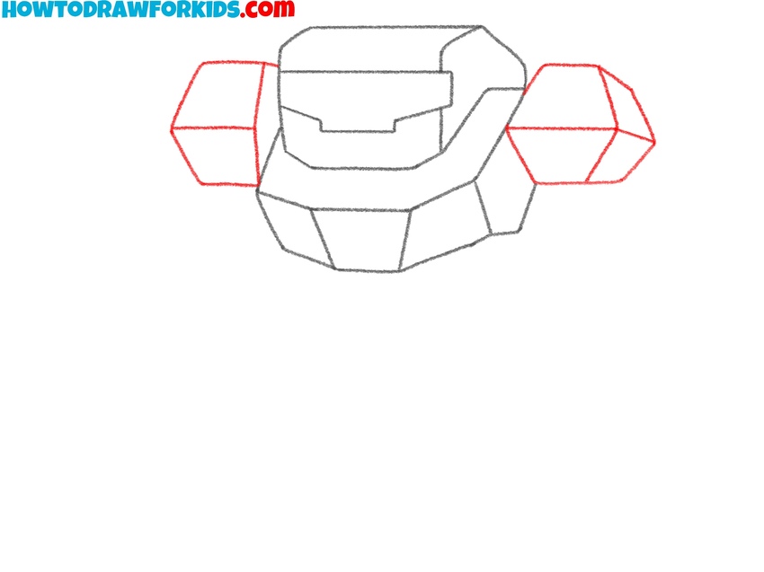 Sketch the large shoulder blocks