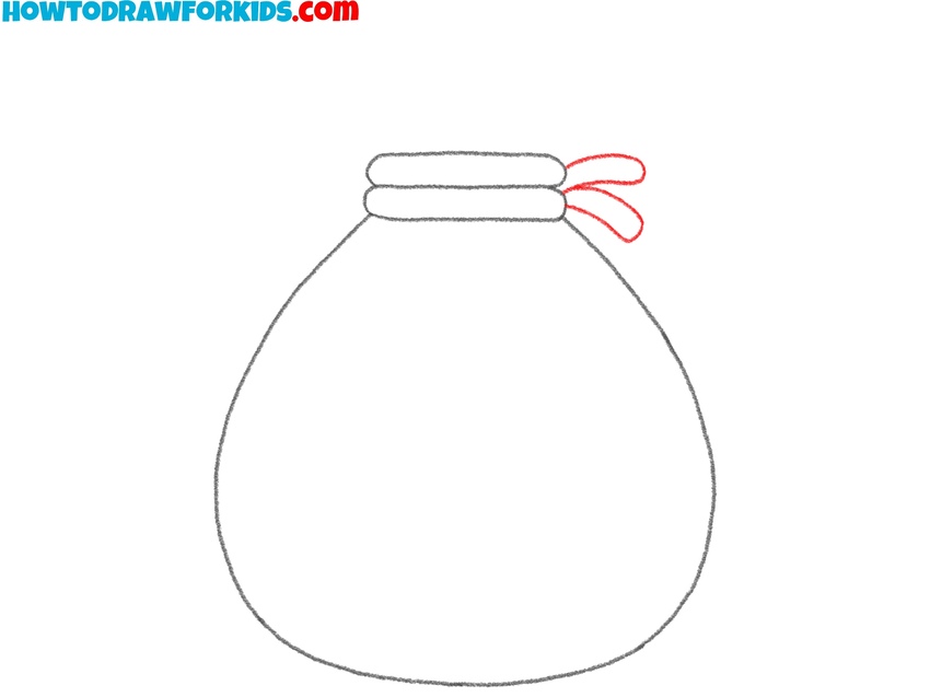 Draw the money bag string tails