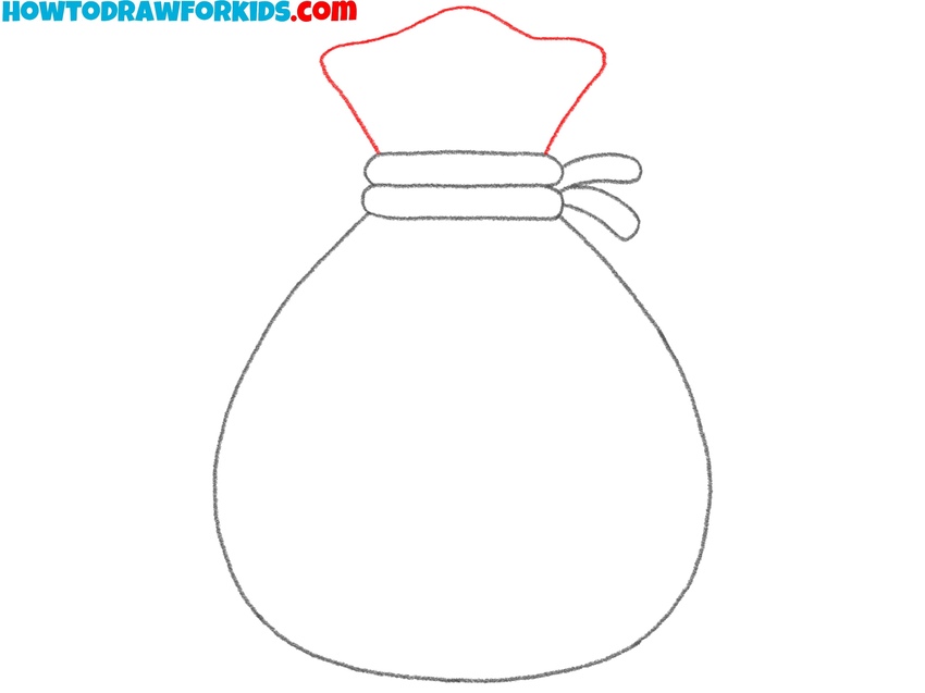 Draw the money bag top part