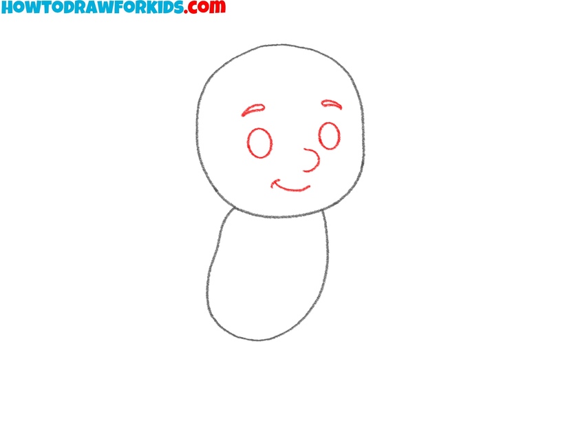 Draw Cupid’s facial details