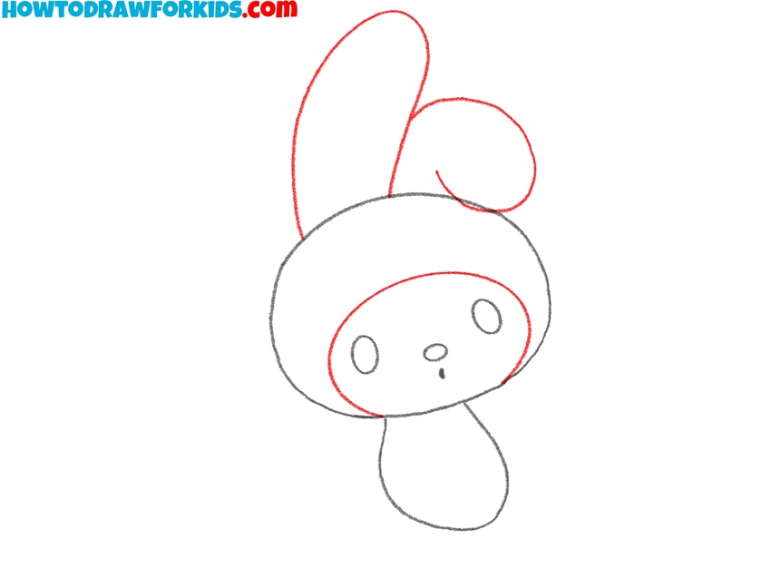 Draw My Melody’s hood with long ears