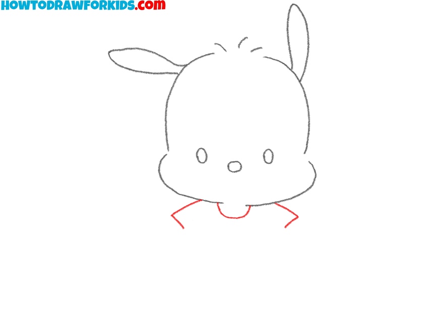 Start drawing Pochacco’s shirt
