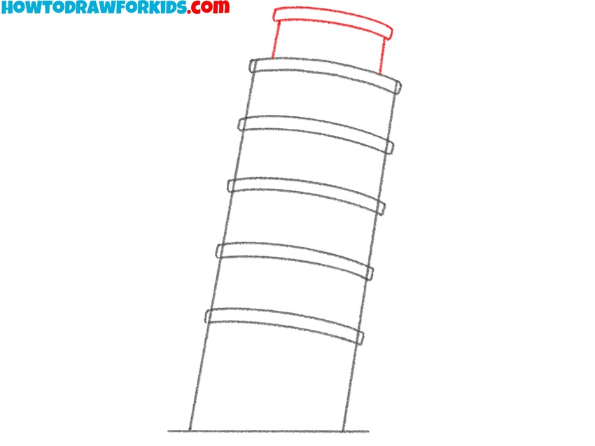 Draw the top platform of the tower of Pisa