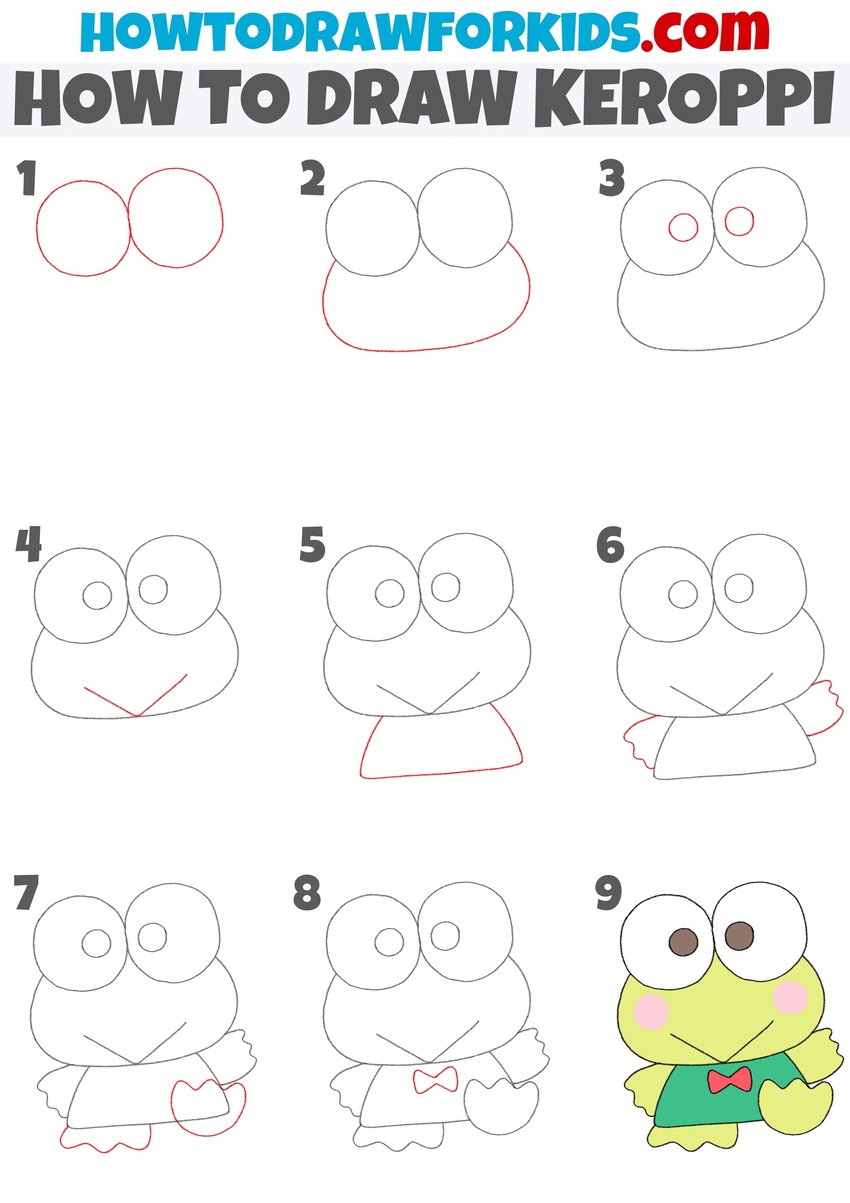 How to draw Keroppi step by step