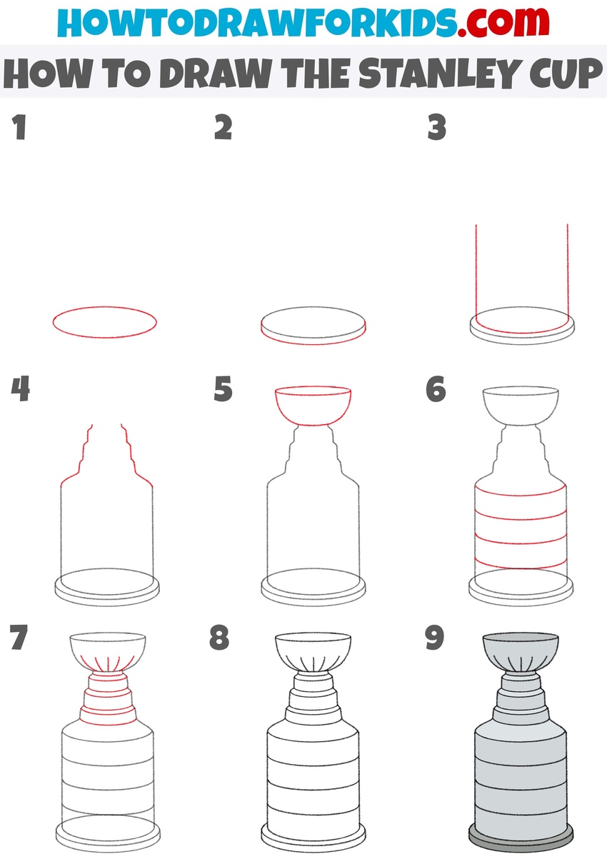 How to draw the Stanley Cup step by step